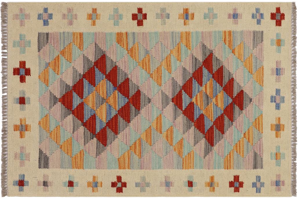 Flat Weave Kilim, Antique, Navaho, Vintage, Handmade, Geometric Kilim Beige Red Hand-Woven Rectangle 100% Wool Area Rug 2 x 3