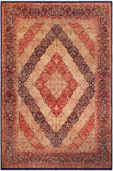 Traditional Compartment Cherie Blue Blue Hand Knotted Area rugs 9X12