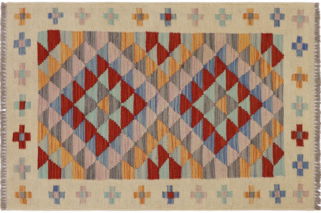 Flat Weave Kilim, Antique, Navaho, Vintage, Handmade, Geometric Kilim Beige Red Hand-Woven Rectangle 100% Wool Area Rug 2 x 3