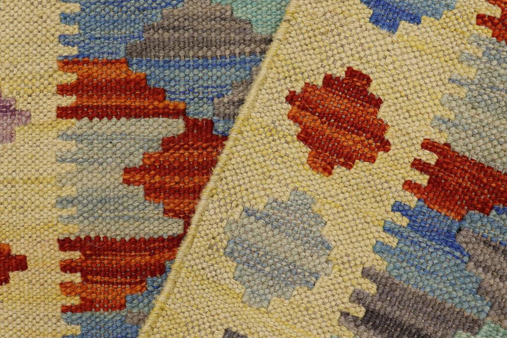 Flat Weave Kilim, Antique, Navaho, Vintage, Handmade, Geometric Kilim Gold Rust Hand-Woven Rectangle 100% Wool Area Rug 2 x 3