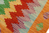 Flat Weave Kilim, Antique, Navaho, Vintage, Handmade, Modern Kilim Rust Blue Hand-Woven Rectangle 100% Wool Area Rug 2 x 3