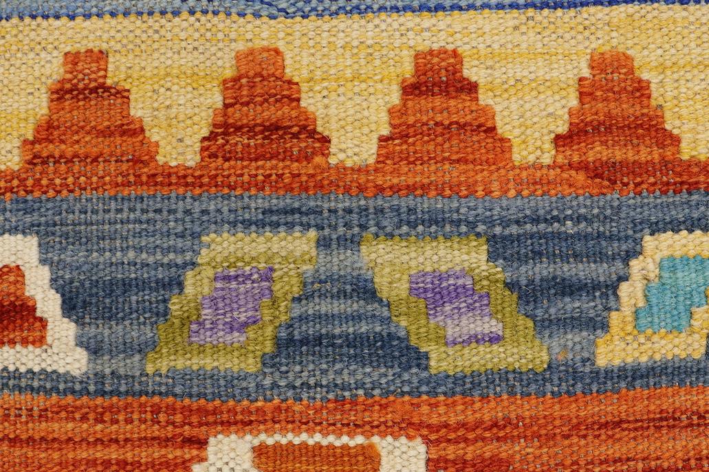 Flat Weave Kilim, Antique, Navaho, Vintage, Handmade, Geometric Kilim Rust Beige Hand-Woven Rectangle 100% Wool Area Rug 2 x 3