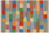 Boho Chic Turkish Kilim Tristan Hand-Woven Wool Rug - 4'1'' x 5'11''