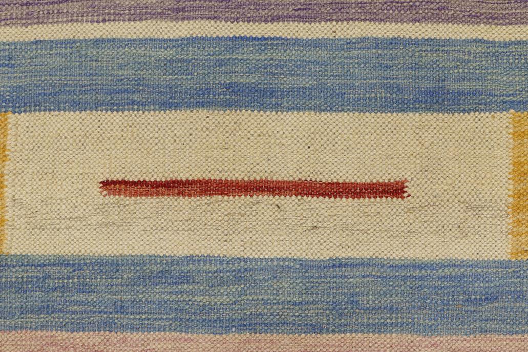 Flat Weave Kilim, Antique, Navaho, Vintage, Handmade, Modern Kilim Blue Beige Hand-Woven Rectangle 100% Wool Area Rug 4 x 6