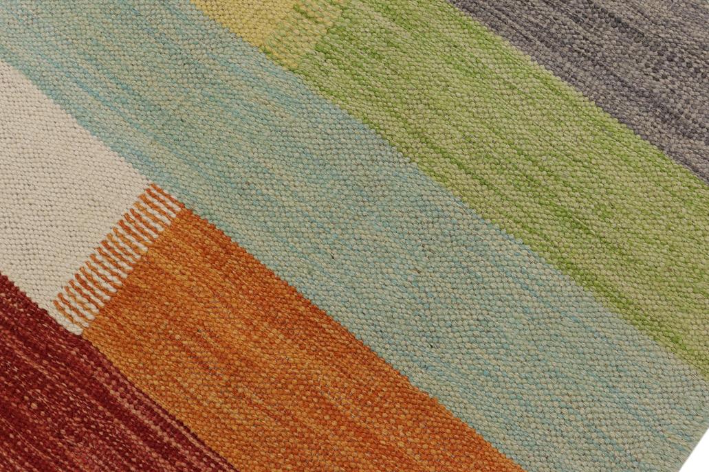 Flat Weave Kilim, Antique, Navaho, Vintage, Handmade, Modern Kilim Beige Gray Hand-Woven Rectangle 100% Wool Area Rug 3 x 5