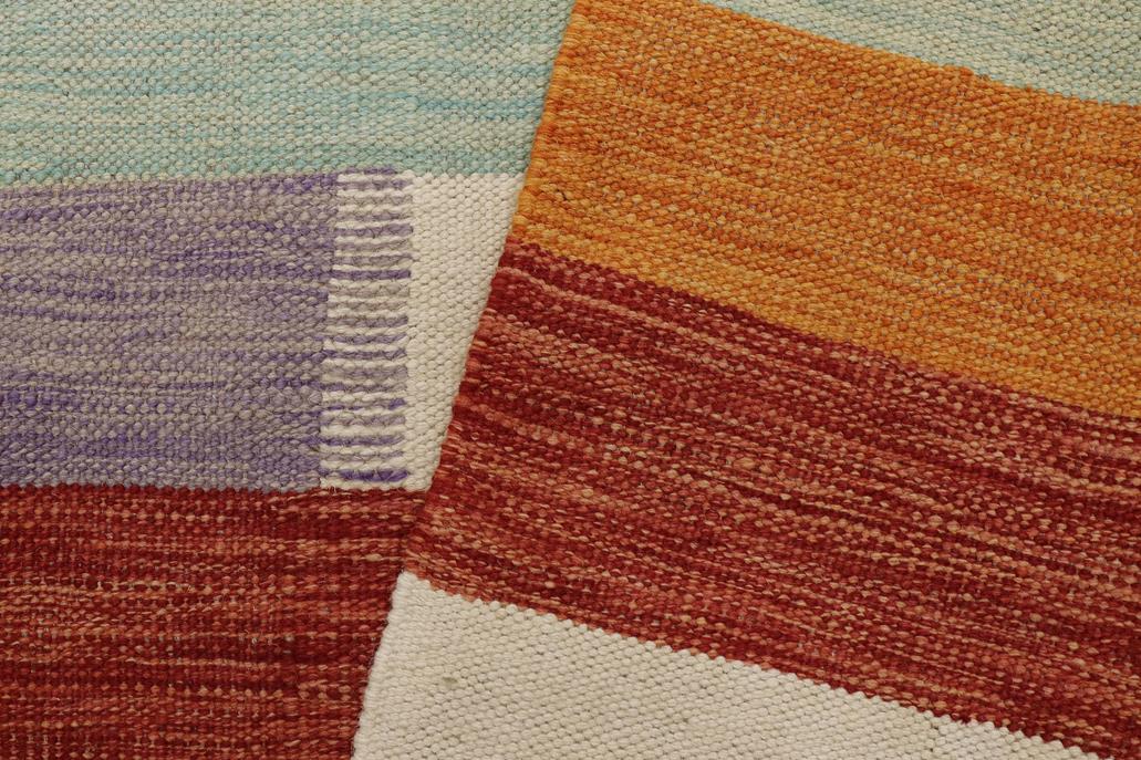 Flat Weave Kilim, Antique, Navaho, Vintage, Handmade, Modern Kilim Beige Gray Hand-Woven Rectangle 100% Wool Area Rug 3 x 5