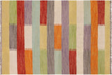 Modern Turkish Kilim Estrella Hand-Woven Wool Rug - 3'4'' x 5'1''