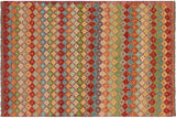 handmade Geometric Balouchi Rust Blue Hand Knotted RECTANGLE 100% WOOL area rug 5' x 8'