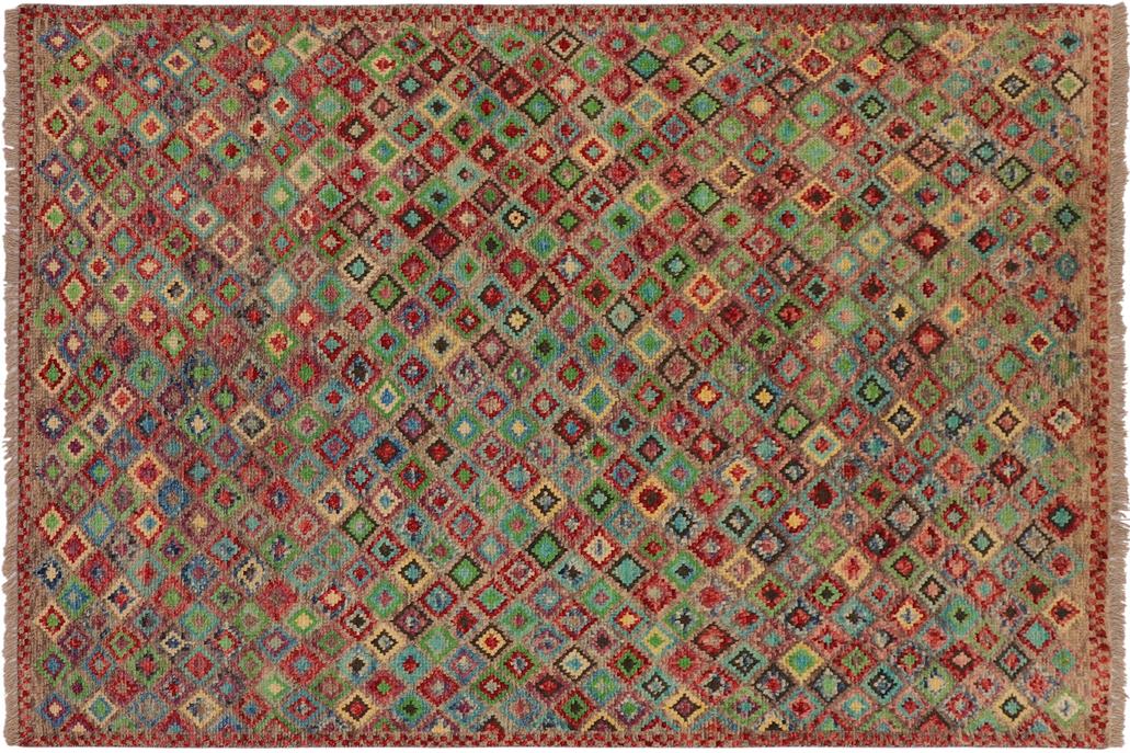 handmade Geometric Balouchi Brown Red Hand Knotted RECTANGLE 100% WOOL area rug 4' x 6'
