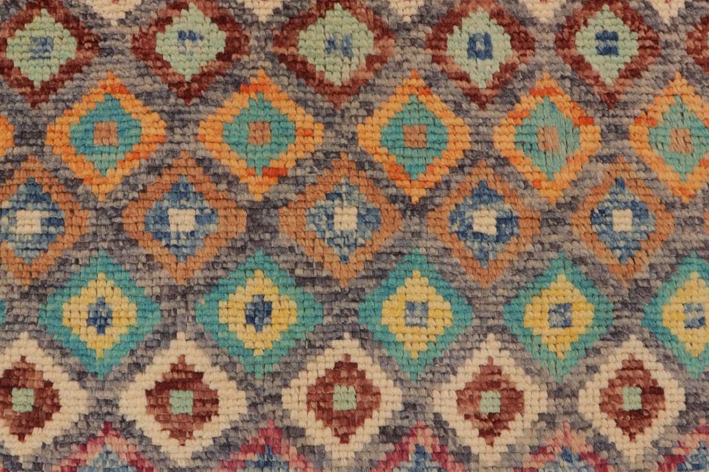 handmade Geometric Balouchi Gray Blue Hand Knotted RECTANGLE 100% WOOL area rug 4' x 6'
