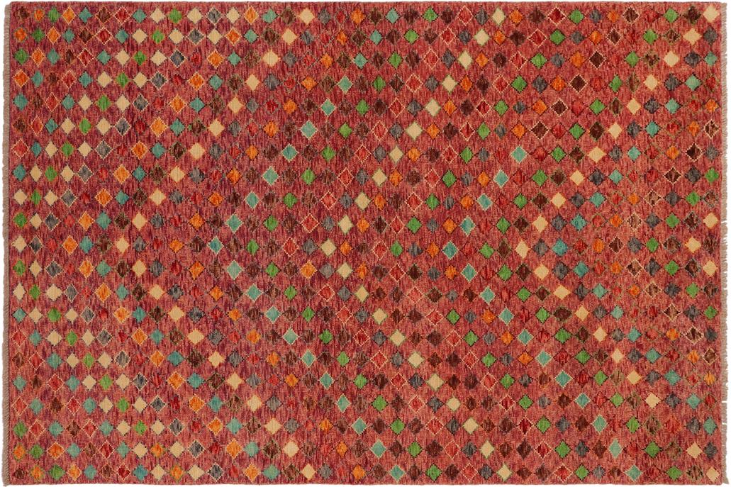 handmade Geometric Balouchi Magenta Red Hand Knotted RECTANGLE 100% WOOL area rug 5' x 8'