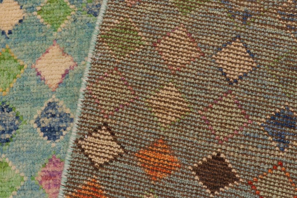 handmade Geometric Balouchi Blue Rust Hand Knotted RECTANGLE 100% WOOL area rug 5' x 8'