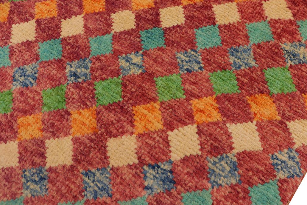 handmade Geometric Balouchi Magenta Blue Hand Knotted RECTANGLE 100% WOOL area rug 5' x 8'