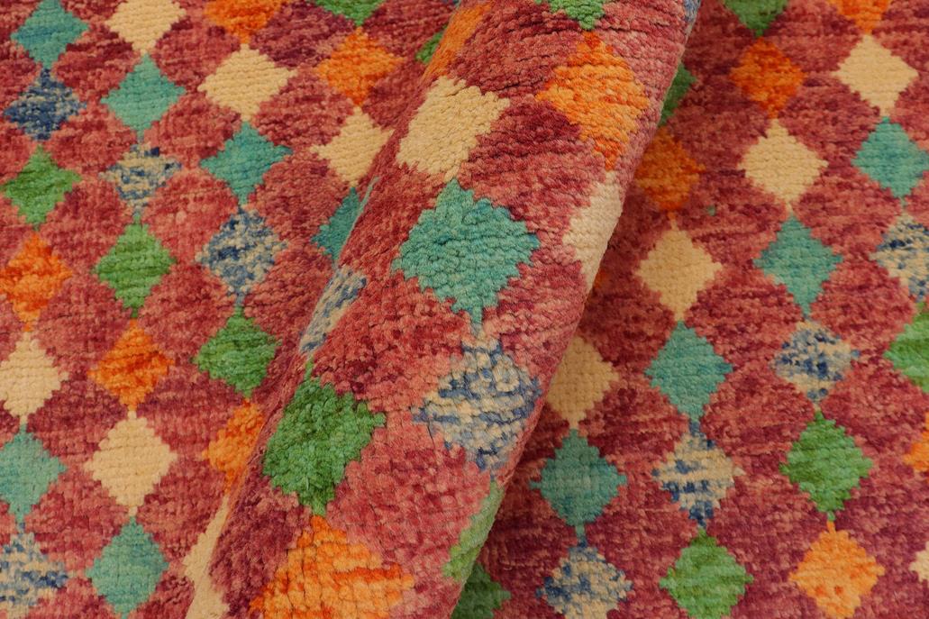 handmade Geometric Balouchi Magenta Blue Hand Knotted RECTANGLE 100% WOOL area rug 5' x 8'