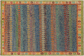 handmade Modern Balouchi Blue Beige Hand Knotted RECTANGLE 100% WOOL area rug 5x7