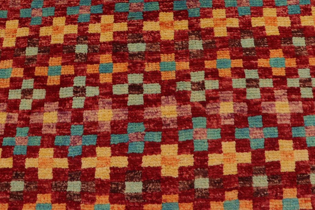 handmade Geometric Balouchi Red Blue Hand Knotted RECTANGLE 100% WOOL area rug 3' x 5'
