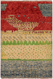 Eclectic Balochi Luke Blue/Red Wool Rug - 3'2'' x 4'11''