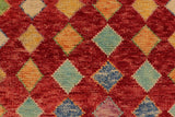 handmade Geometric Balouchi Red Blue Hand Knotted RECTANGLE 100% WOOL area rug 3' x 5'