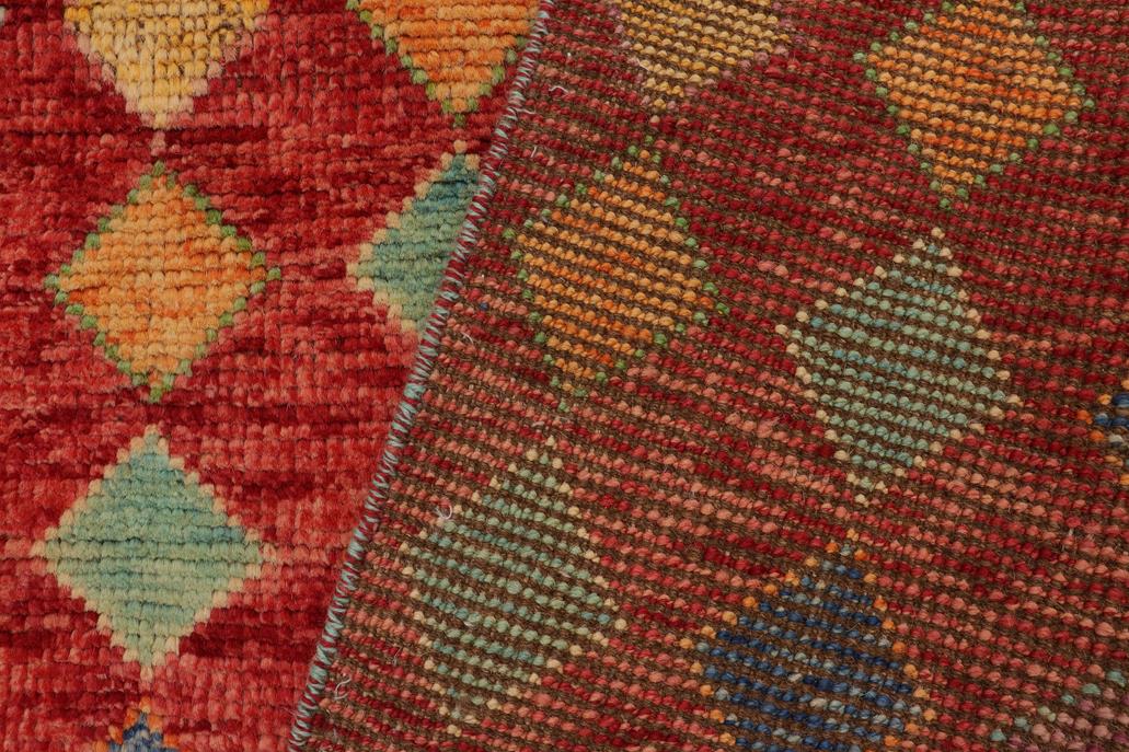 handmade Geometric Balouchi Red Blue Hand Knotted RECTANGLE 100% WOOL area rug 3' x 5'