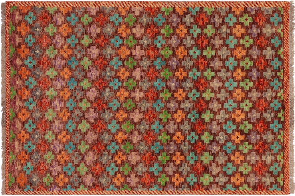 handmade Geometric Balouchi Brown Rust Hand Knotted RECTANGLE 100% WOOL area rug 3' x 5'