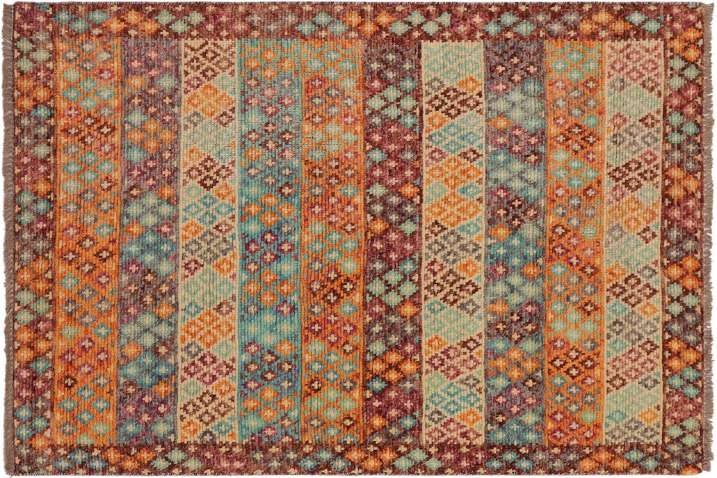 handmade Geometric Balouchi Blue Maroon Hand Knotted RECTANGLE 100% WOOL area rug 4' x 5'