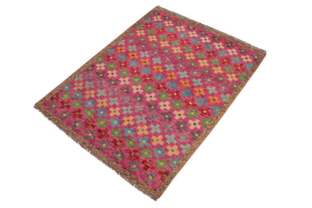 handmade Geometric Balouchi Pink Orange Hand Knotted RECTANGLE 100% WOOL area rug 3' x 5'
