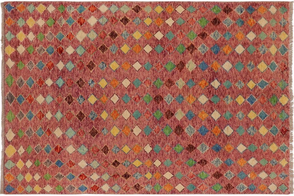 handmade Geometric Balouchi Purple Blue Hand Knotted RECTANGLE 100% WOOL area rug 4' x 6'