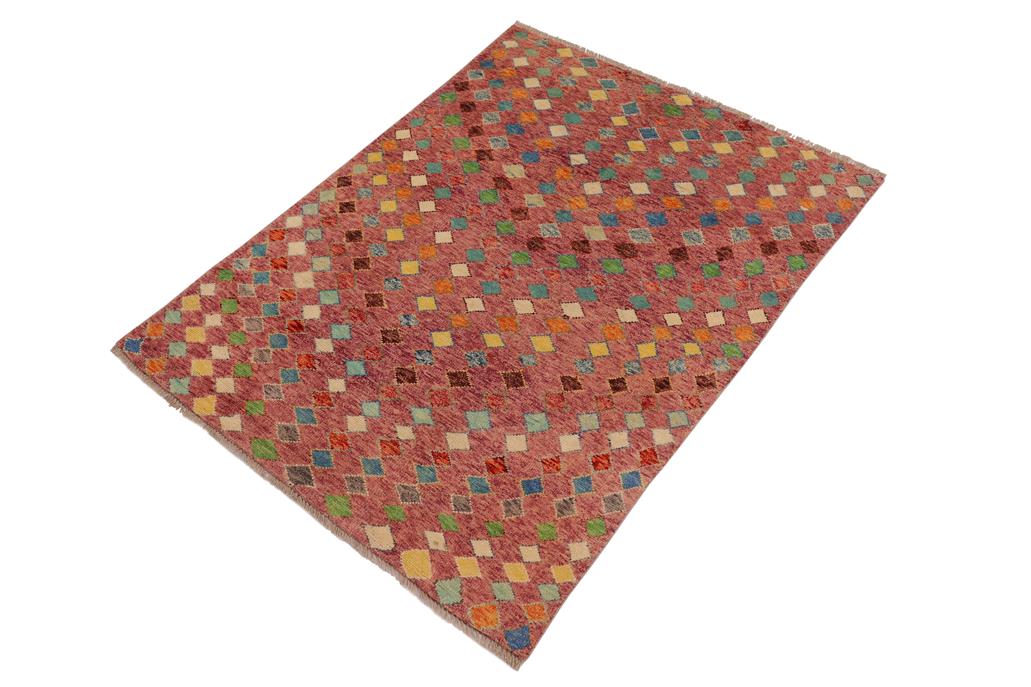 handmade Geometric Balouchi Purple Blue Hand Knotted RECTANGLE 100% WOOL area rug 4' x 6'