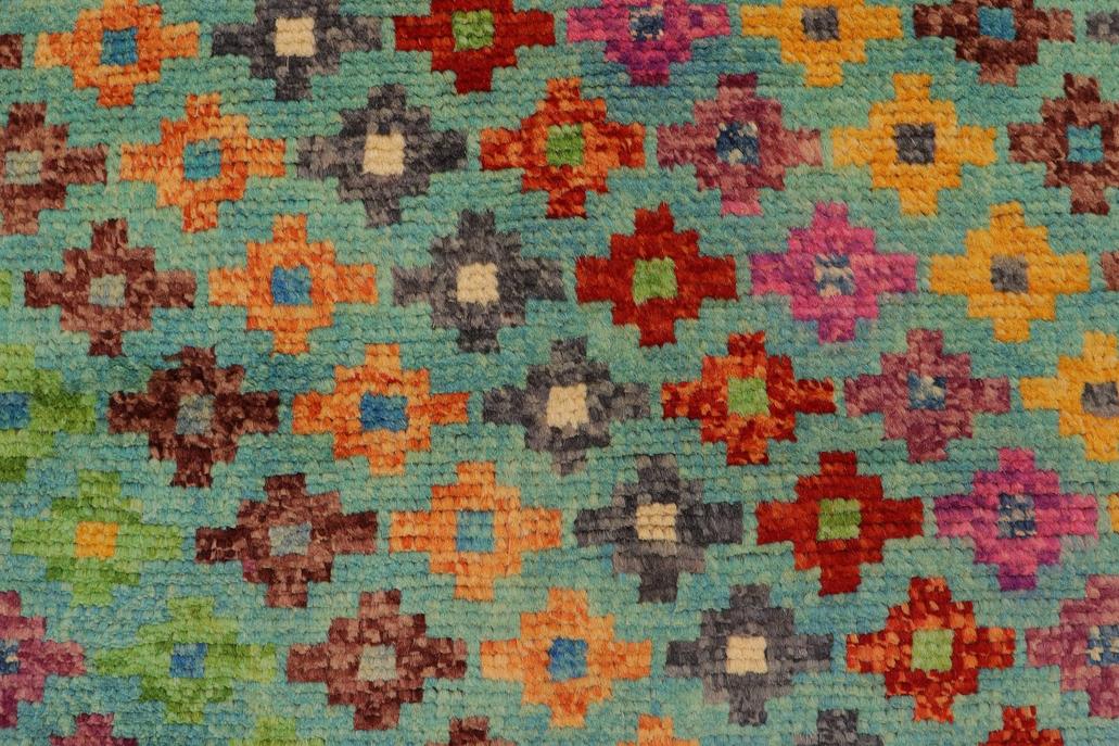 handmade Geometric Balouchi Blue Red Hand Knotted RECTANGLE 100% WOOL area rug 3' x 5'