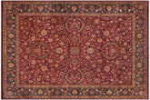 handmade Traditional Dabir Maroon Blue Hand Knotted RECTANGLE 100% WOOL area rug 9 x 12