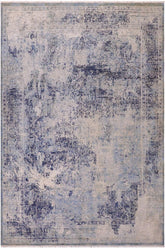 handmade Modern Modern Blue Gray Hand Knotted RECTANGLE WOOL&SILK area rug 8X10