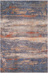 handmade Modern Modern Blue Rust Hand Knotted RECTANGLE WOOL&SILK area rug 10X14