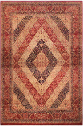 Traditional Compartment Kimberle Red Red Hand Knotted Area rugs 9X12
