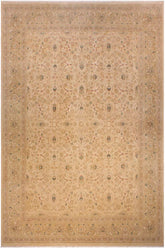 Traditional Taj Susana Beige Taupe Hand Knotted Area rugs 9X12