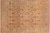 handmade Transitional Tabriz Brown Blue Hand Knotted RECTANGLE 100% WOOL area rug 9 x 12