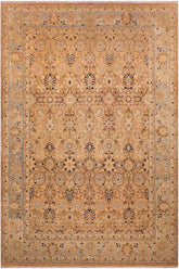 Traditional Tabriz Ping Brown Blue Hand Knotted Area rugs 9X12
