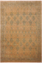 Traditional Veg Dye Elise Brown Green Hand Knotted Area rugs 9X12