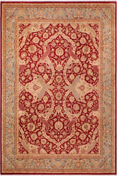Traditional Agra #2 Rachelle Red Lt. Blue Hand Knotted Area rugs 9X12