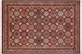 handmade Transitional Mugalart Black Multi Hand Knotted RECTANGLE 100% WOOL area rug 9x12