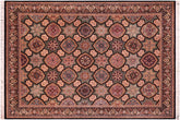 handmade Transitional Mugalart Black Multi Hand Knotted RECTANGLE 100% WOOL area rug 9x12