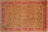 handmade Transitional Kashan Green Red Hand Knotted RECTANGLE 100% WOOL area rug 9 x 12