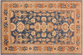 handmade Traditional Kafkaz Blue Rust Hand Knotted RECTANGLE 100% WOOL area rug 8x10
