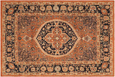 handmade Traditional Kafkaz Rust Blue Hand Knotted RECTANGLE 100% WOOL area rug 8 x 10