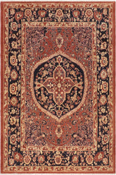 handmade Traditional Kafkaz Rust Blue Hand Knotted RECTANGLE 100% WOOL area rug 8X9