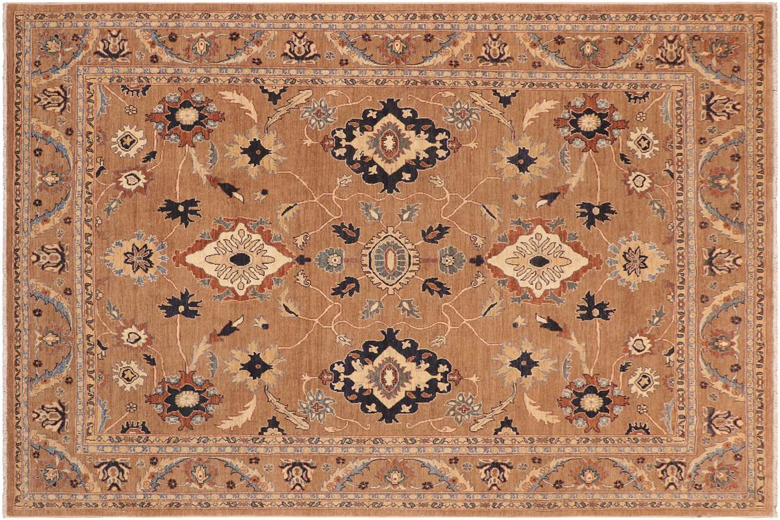 handmade Traditional Kafkaz Lt. Brown Blue Hand Knotted RECTANGLE 100% WOOL area rug 8 x 10
