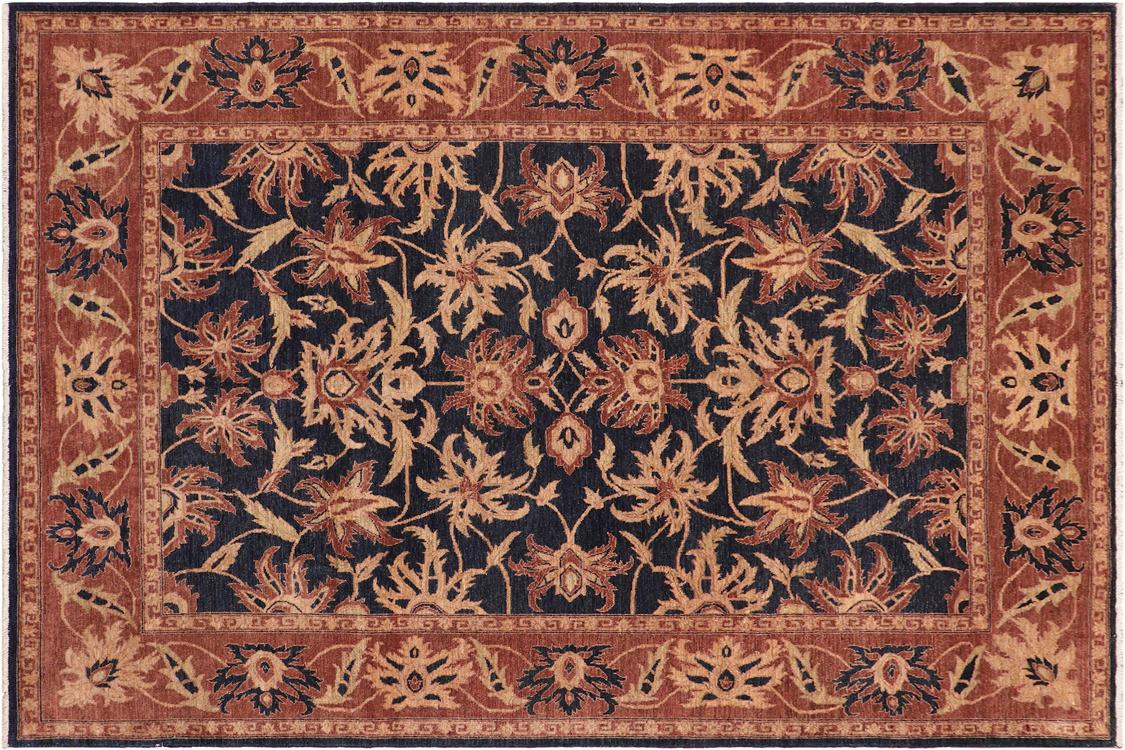 handmade Traditional Kafkaz Blue Rust Hand Knotted RECTANGLE 100% WOOL area rug 8 x 10
