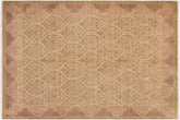 handmade Transitional Kafkaz Lt. Green Lt. Brown Hand Knotted RECTANGLE 100% WOOL area rug 8' x 10'