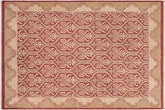 handmade Transitional Kafkaz Red Beige Hand Knotted RECTANGLE 100% WOOL area rug 8' x 10'