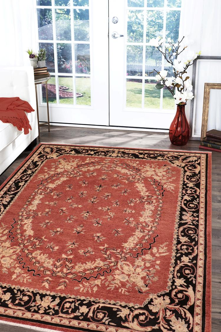 handmade Traditional Kafkaz Rust Black Hand Knotted RECTANGLE 100% WOOL area rug 8 x 10