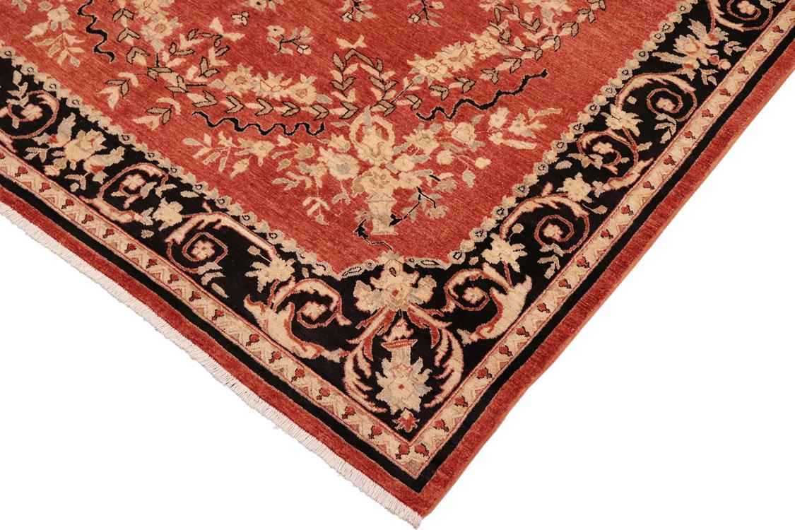 handmade Traditional Kafkaz Rust Black Hand Knotted RECTANGLE 100% WOOL area rug 8 x 10